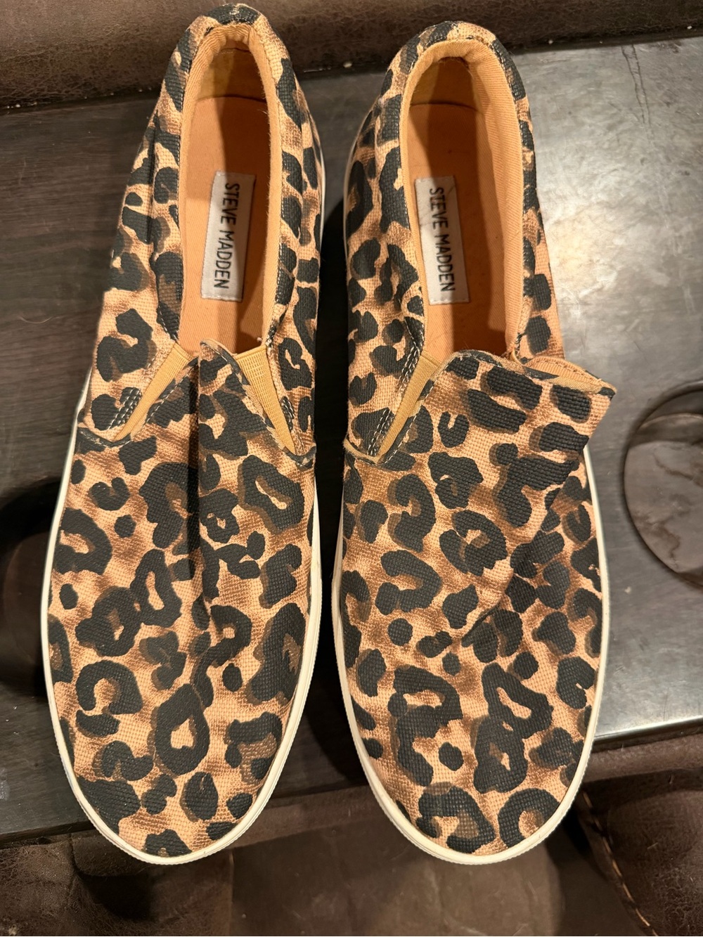 Steve Madden Women’s Leopard Print Slip-On Sneakers - Tan/Black